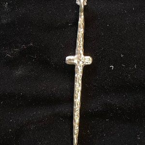 Earth Grace Courage Cross Hammered Sterling Silver